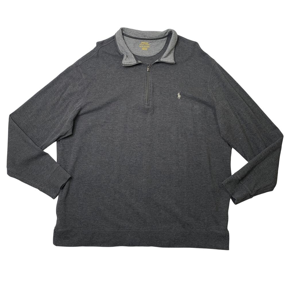 Polo Ralph Lauren Sweatshirt Men XLT Tall Gray Cotton Blend Quarter Zip Pullover
